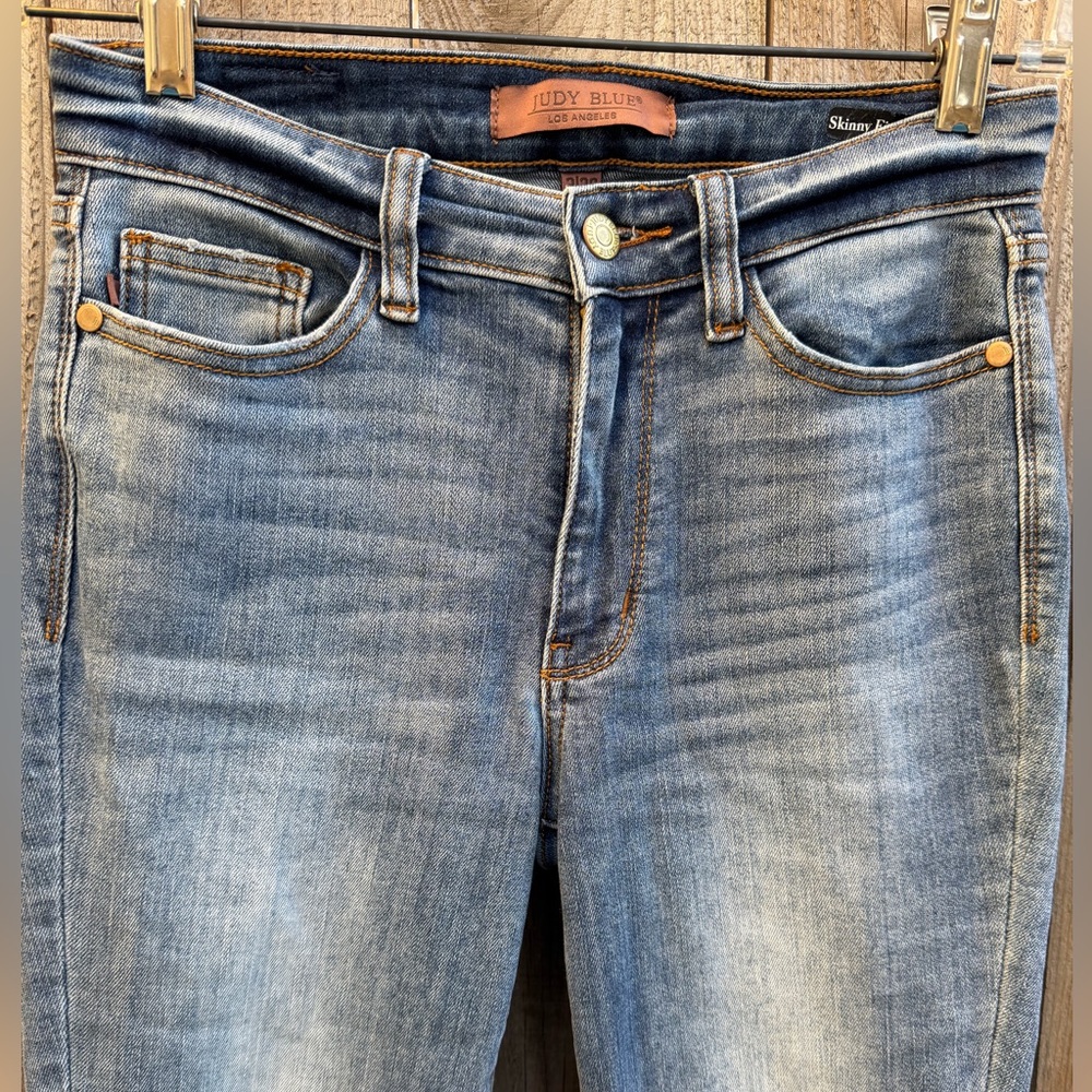 Judy Blue Skinny Fit Style #JB72116MD-CO Capri Denim Stretch Blue Jeans sz 3/26 - Picture 4 of 9